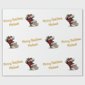 メリークリスマスヴィンテージサンタ名前をカスタムする ラッピングペーパー (フラット)