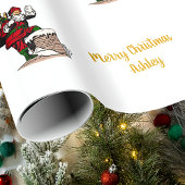 メリークリスマスヴィンテージサンタ名前をカスタムする ラッピングペーパー