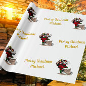 メリークリスマスヴィンテージサンタ名前をカスタムする ラッピングペーパー