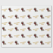 メリークリスマスヴィンテージサンタ名前をカスタムする ラッピングペーパー (フラット)