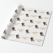 メリークリスマスヴィンテージサンタ名前をカスタムする ラッピングペーパー (アンロールド)