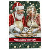 メリークリスマスヴィンテージサンタ抱き枕モノグラム ミディアムペーパーバッグ (正面)