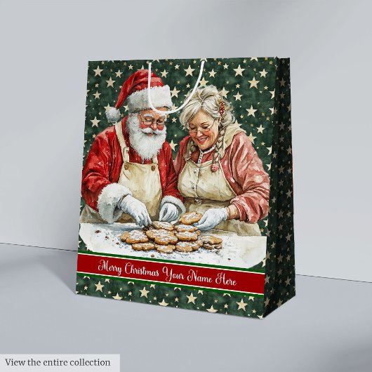 メリークリスマスヴィンテージサンタ抱き枕モノグラム ミディアムペーパーバッグ