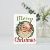 メリークリスマスヴィンテージサンタ顔レトロクリスマス シーズンカード (スタンド正面)