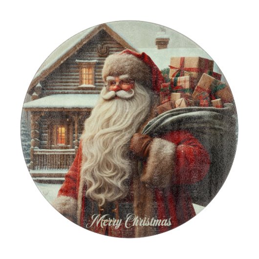 メリークリスマスヴィンテージサンタ カッティングボード (正面)