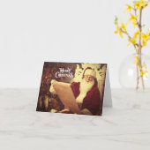 メリークリスマスヴィンテージサンタ カード (黄色い花)