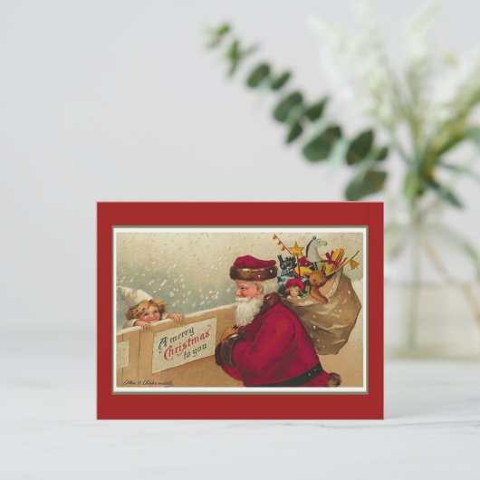 メリークリスマスヴィンテージサンタ シーズンポストカード (スタンド正面)