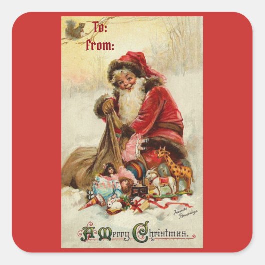 メリークリスマスヴィンテージサンタ スクエアシール (正面)