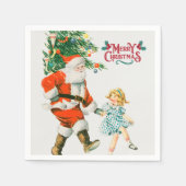 メリークリスマスヴィンテージサンタ スタンダードカクテルナプキン (正面)