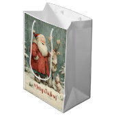 メリークリスマスヴィンテージサンタ&トナカイ ミディアムペーパーバッグ (正面アングル)