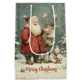 メリークリスマスヴィンテージサンタ&トナカイ ミディアムペーパーバッグ (裏面)