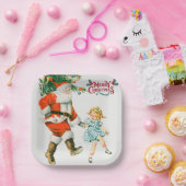 メリークリスマスヴィンテージサンタ ペーパープレート (パーティー)