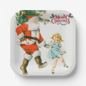 メリークリスマスヴィンテージサンタ ペーパープレート (正面)