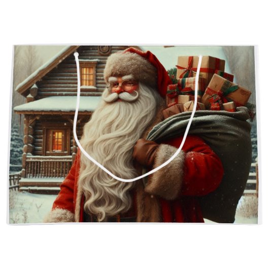 メリークリスマスヴィンテージサンタ ラージペーパーバッグ (正面)