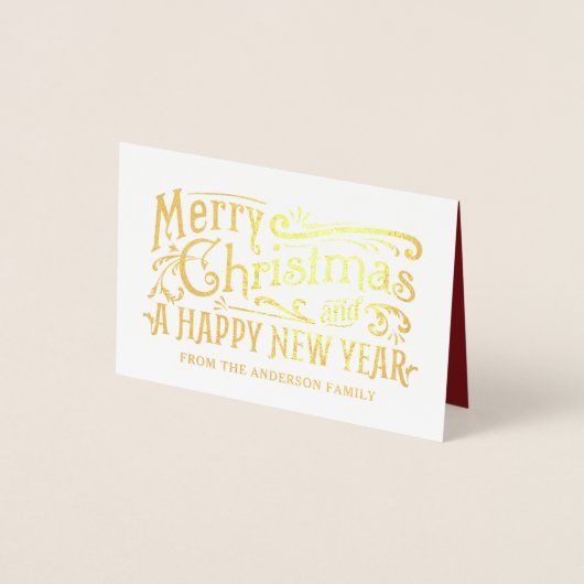 メリークリスマスヴィンテージシャルボードゴールドフォイル 箔カード (正面)