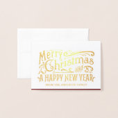 メリークリスマスヴィンテージシャルボードゴールドフォイル 箔カード (封筒付き正面)