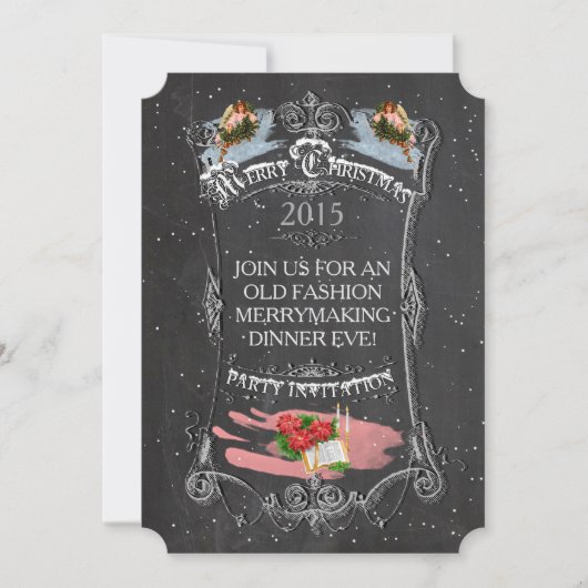 メリークリスマスヴィンテージシャルボード 招待状 (正面)