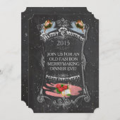 メリークリスマスヴィンテージシャルボード 招待状 (正面/裏面)