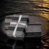 メリークリスマスヴィンテージシートミュージックグレーブラック ラッピングペーパー