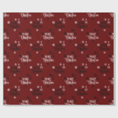 メリークリスマスヴィンテージスクリプトフォントレッドパターン ラッピングペーパー (フラット)