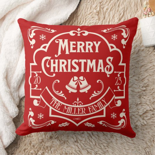 メリークリスマスヴィンテージスタイルデザイン クッション (ブランケット)
