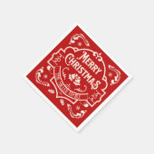 メリークリスマスヴィンテージスタイルデザイン スタンダードカクテルナプキン (角)