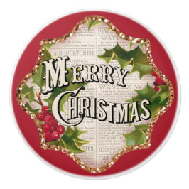 メリークリスマスヴィンテージスタイルホリデーデコール セラミックノブ