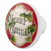 メリークリスマスヴィンテージスタイルホリデーデコール セラミックノブ (右)