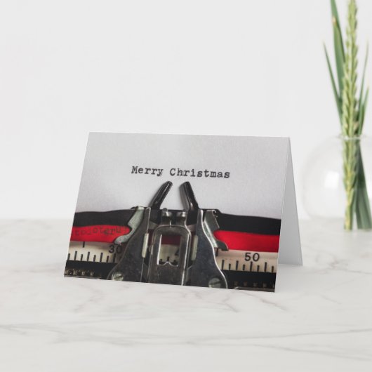 メリークリスマスヴィンテージタイプライターパーソナライズされた シーズンカード (正面)