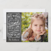 メリークリスマスヴィンテージタイポグラフィホリデーフォト シーズンカード (正面)