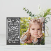 メリークリスマスヴィンテージタイポグラフィホリデーフォト シーズンカード (スタンド正面)