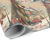 メリークリスマスヴィンテージタウンイラストレーション ラッピングペーパー (ロールコーナー)