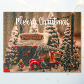 メリークリスマスヴィンテージツリーストアレッドトラック ジグソーパズル