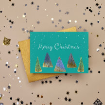 メリークリスマスヴィンテージツリーズホリデーハガキ