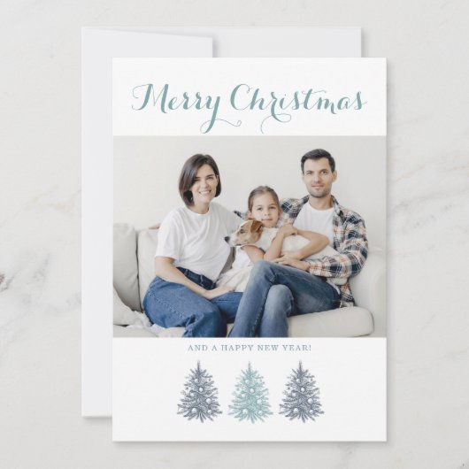 メリークリスマスヴィンテージツリー写真 シーズンカード (正面)