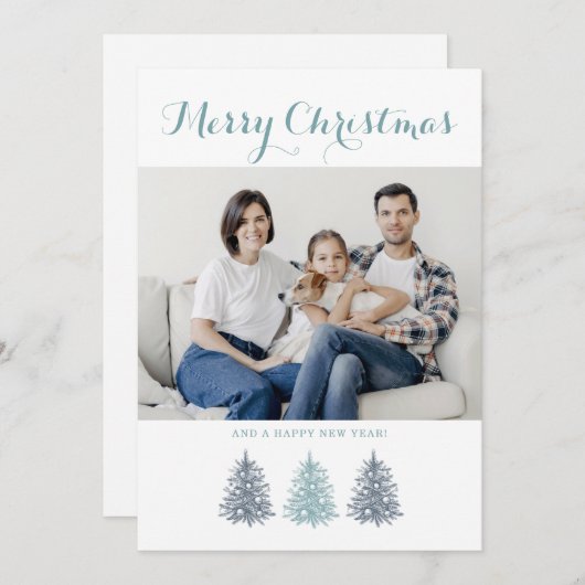 メリークリスマスヴィンテージツリー写真 シーズンカード (正面/裏面)
