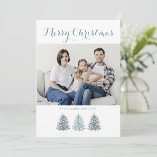 メリークリスマスヴィンテージツリー写真 シーズンカード (スタンド正面)