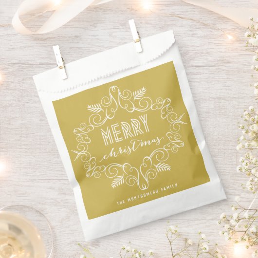 メリークリスマスヴィンテージデコオリーブホリデー フェイバーバッグ (クリップ留めされた状態)