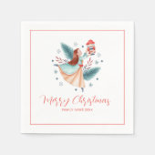 メリークリスマスヴィンテージデザイン スタンダードカクテルナプキン (正面)