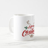 メリークリスマスヴィンテージデザイン | 赤と緑 コーヒーマグカップ (正面左)