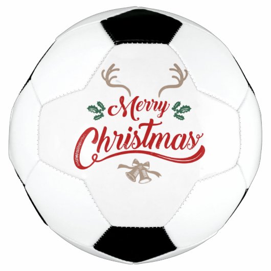 メリークリスマスヴィンテージデザイン | 赤と緑 サッカーボール (正面)
