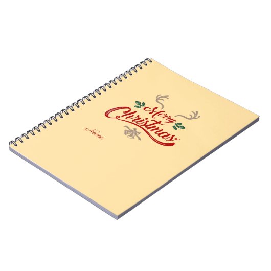 メリークリスマスヴィンテージデザイン | 赤と緑 ノートブック (左側)