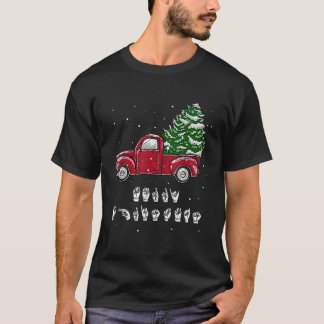 メリークリスマスヴィンテージトラックハンドサイン言語X Tシャツ