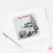 メリークリスマスヴィンテージトラックホリデーステッカー スクエアシール (封筒)