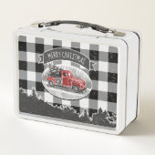 メリークリスマスヴィンテージトラックホワイトバッファロープレイド メタルランチボックス (裏面)