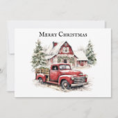 メリークリスマスヴィンテージトラック雪松の木 シーズンカード (正面)