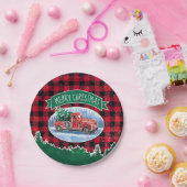 メリークリスマスヴィンテージトラック ペーパープレート (パーティー)