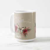 メリークリスマスヴィンテージバタフライポインセチア コーヒーマグカップ (正面左)