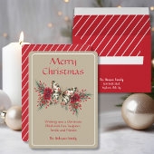 メリークリスマスヴィンテージバタフライポインセチア シーズンカード