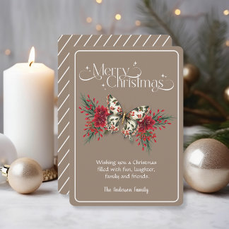 メリークリスマスヴィンテージバタフライポインセチア シーズンカード